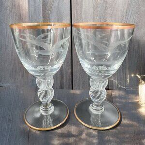 Lyngby Glassworks Lyngby Seagull Porter Glass Etched Birds Cups Set 2 Glasses